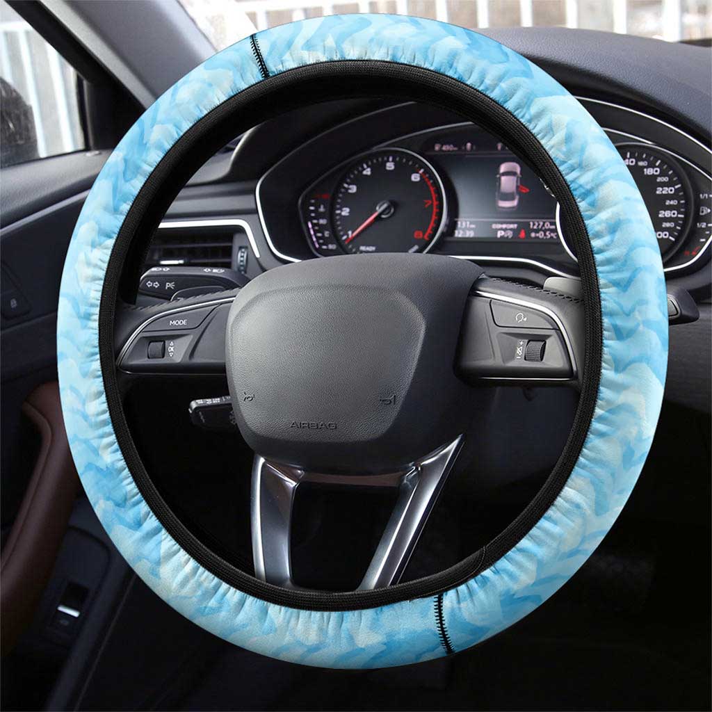 Turks and Caicos Islands Steering Wheel Cover with Red Crab and Ocean Wave Coral Reef Design - Wonder Print Shop