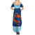 Turks and Caicos Islands Summer Maxi Dress with Red Crab and Ocean Wave Coral Reef Design - Wonder Print Shop