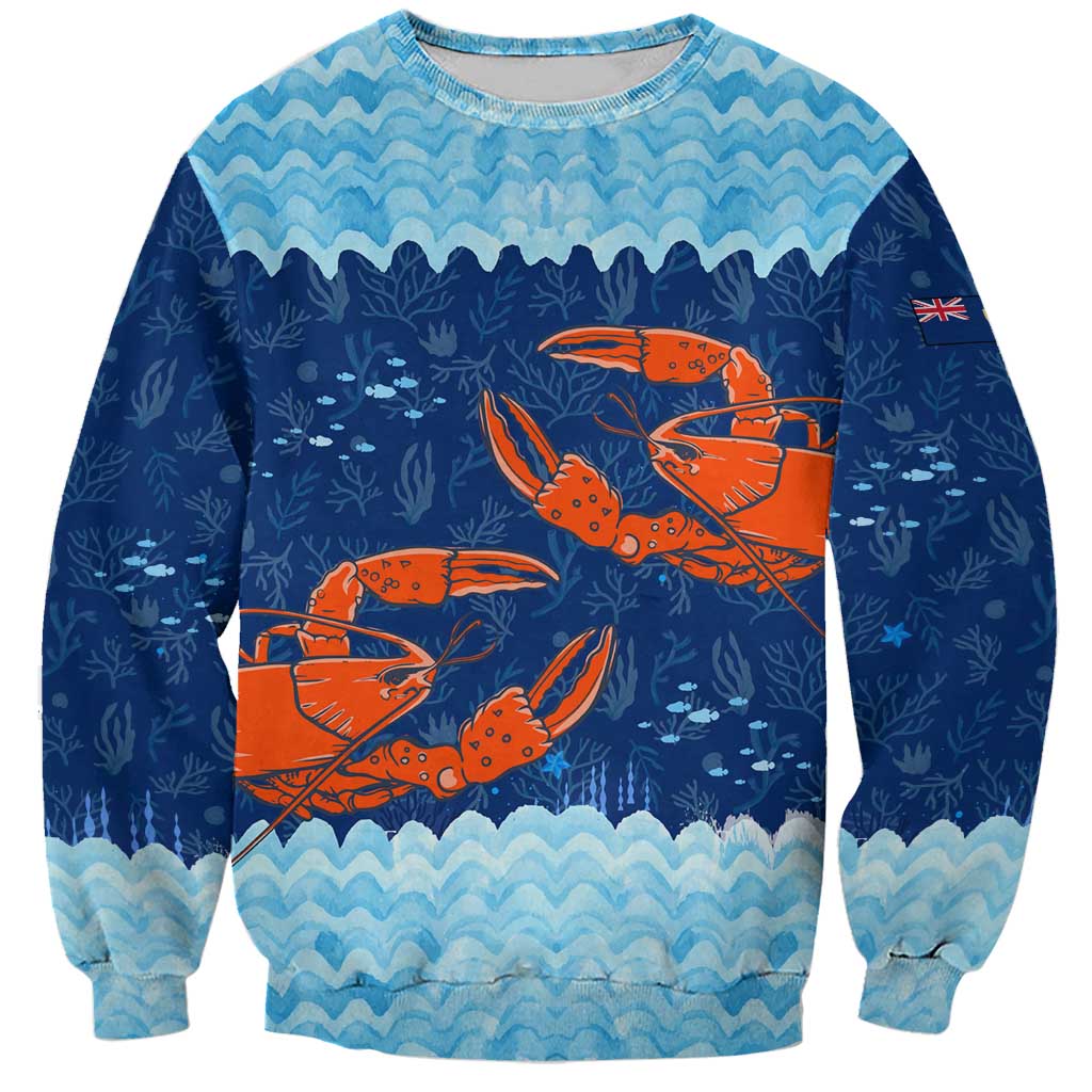 Turks and Caicos Islands Sweatshirt with Red Crab and Ocean Wave Coral Reef Design - Wonder Print Shop