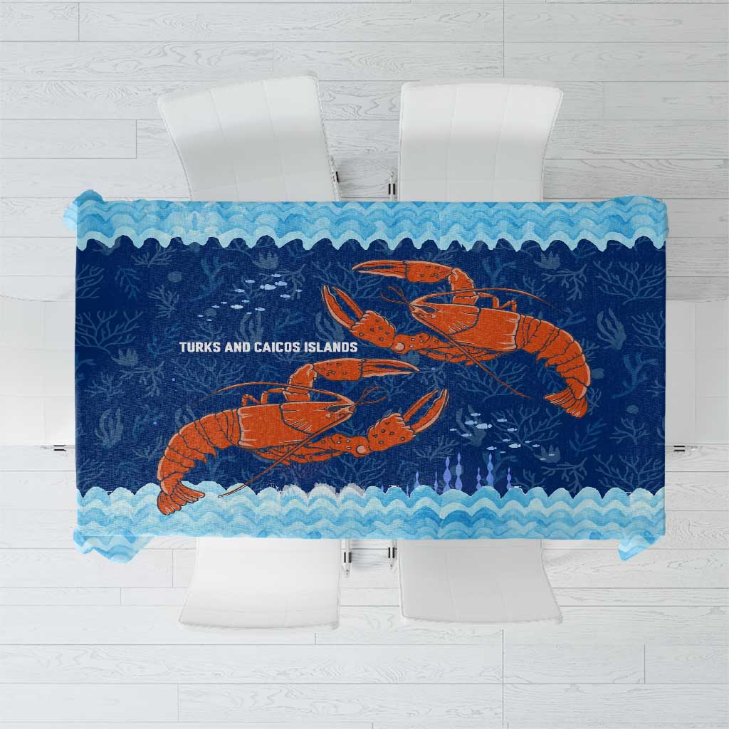 Turks and Caicos Islands Tablecloth with Red Crab and Ocean Wave Coral Reef Design - Wonder Print Shop