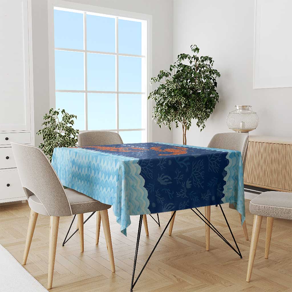 Turks and Caicos Islands Tablecloth with Red Crab and Ocean Wave Coral Reef Design - Wonder Print Shop