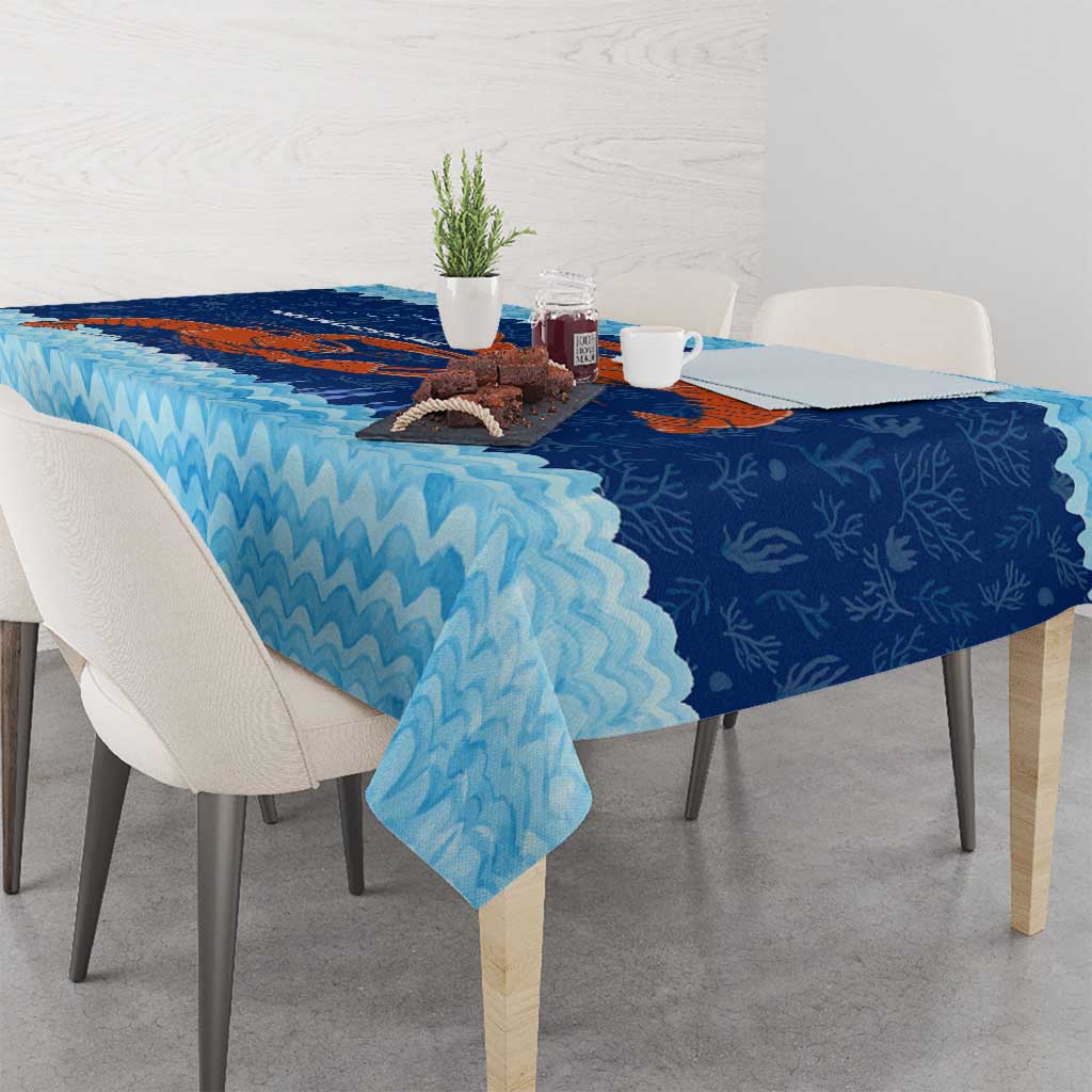 Turks and Caicos Islands Tablecloth with Red Crab and Ocean Wave Coral Reef Design - Wonder Print Shop