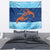 Turks and Caicos Islands Tapestry with Red Crab and Ocean Wave Coral Reef Design - Wonder Print Shop