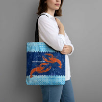 Turks and Caicos Islands Tote Bag with Red Crab and Ocean Wave Coral Reef Design - Wonder Print Shop