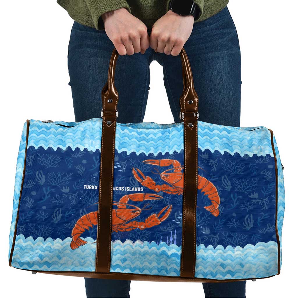 Turks and Caicos Islands Travel Bag with Red Crab and Ocean Wave Coral Reef Design - Wonder Print Shop