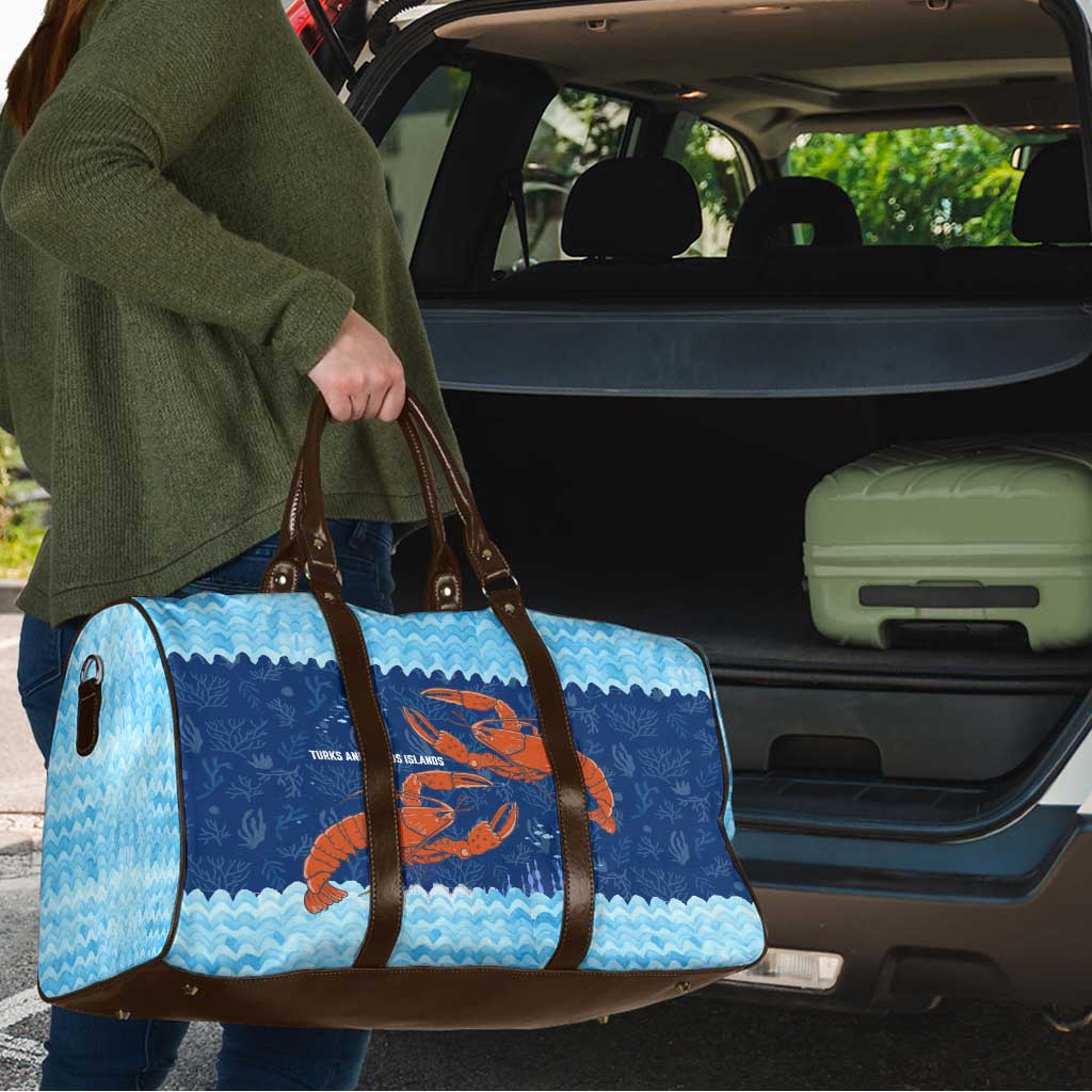 Turks and Caicos Islands Travel Bag with Red Crab and Ocean Wave Coral Reef Design - Wonder Print Shop