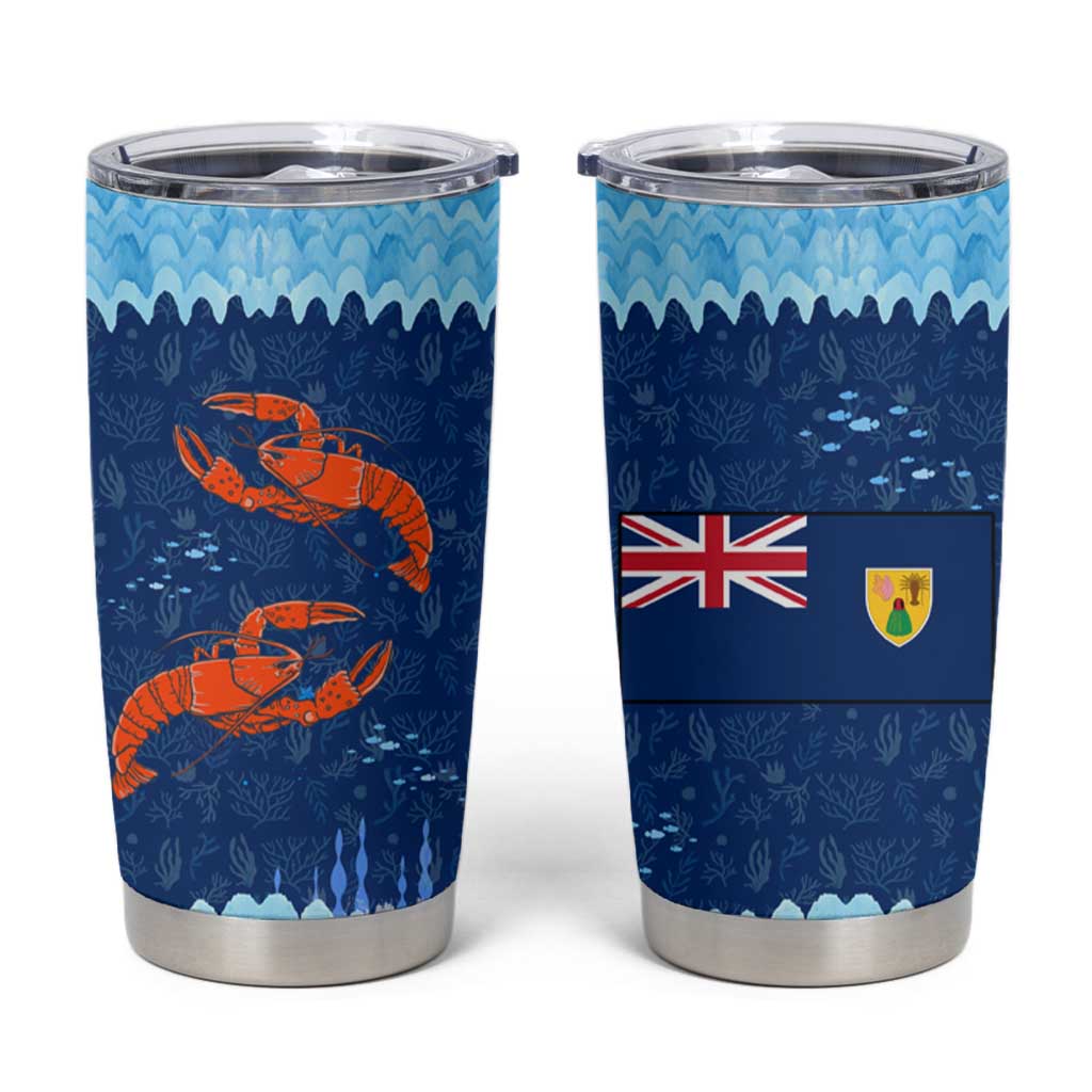 Turks and Caicos Islands Tumbler Cup with Red Crab and Ocean Wave Coral Reef Design - Wonder Print Shop