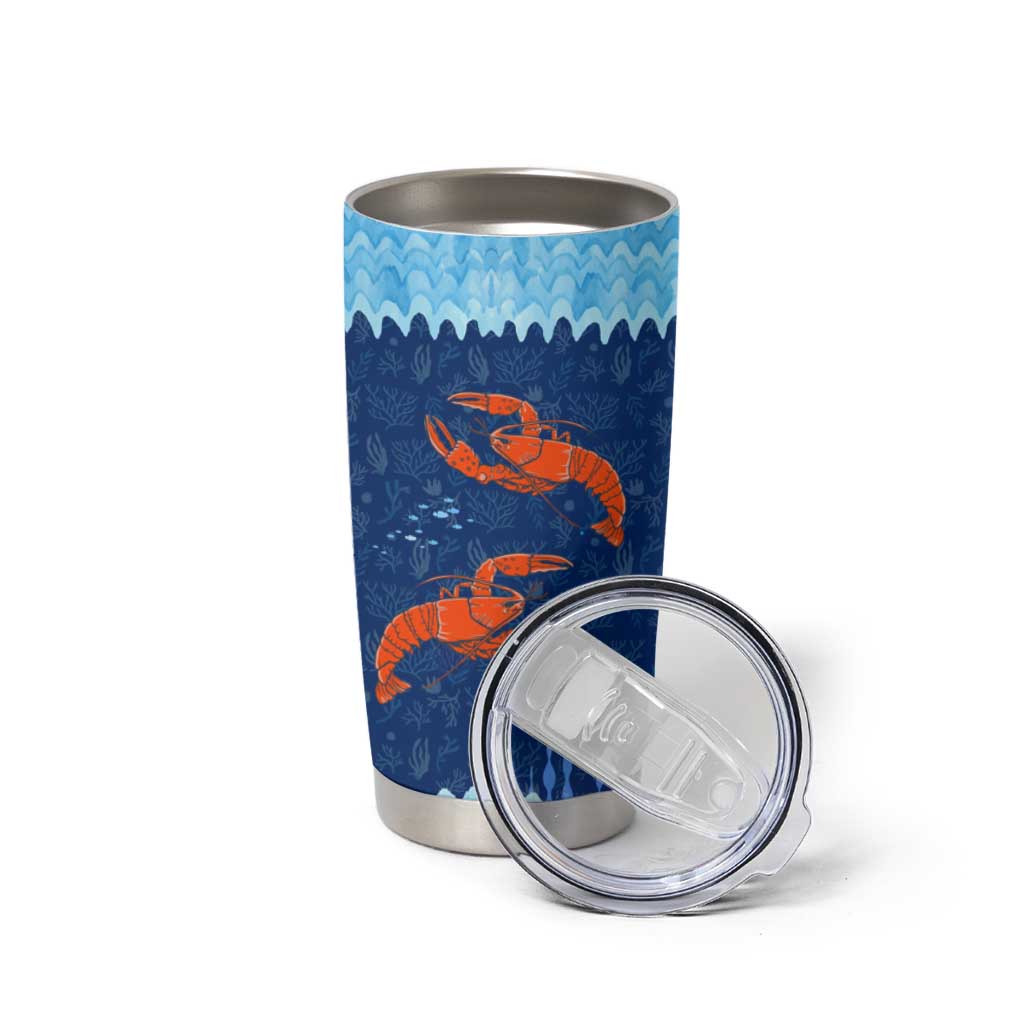 Turks and Caicos Islands Tumbler Cup with Red Crab and Ocean Wave Coral Reef Design - Wonder Print Shop