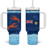 Turks and Caicos Islands Tumbler With Handle with Red Crab and Ocean Wave Coral Reef Design - Wonder Print Shop