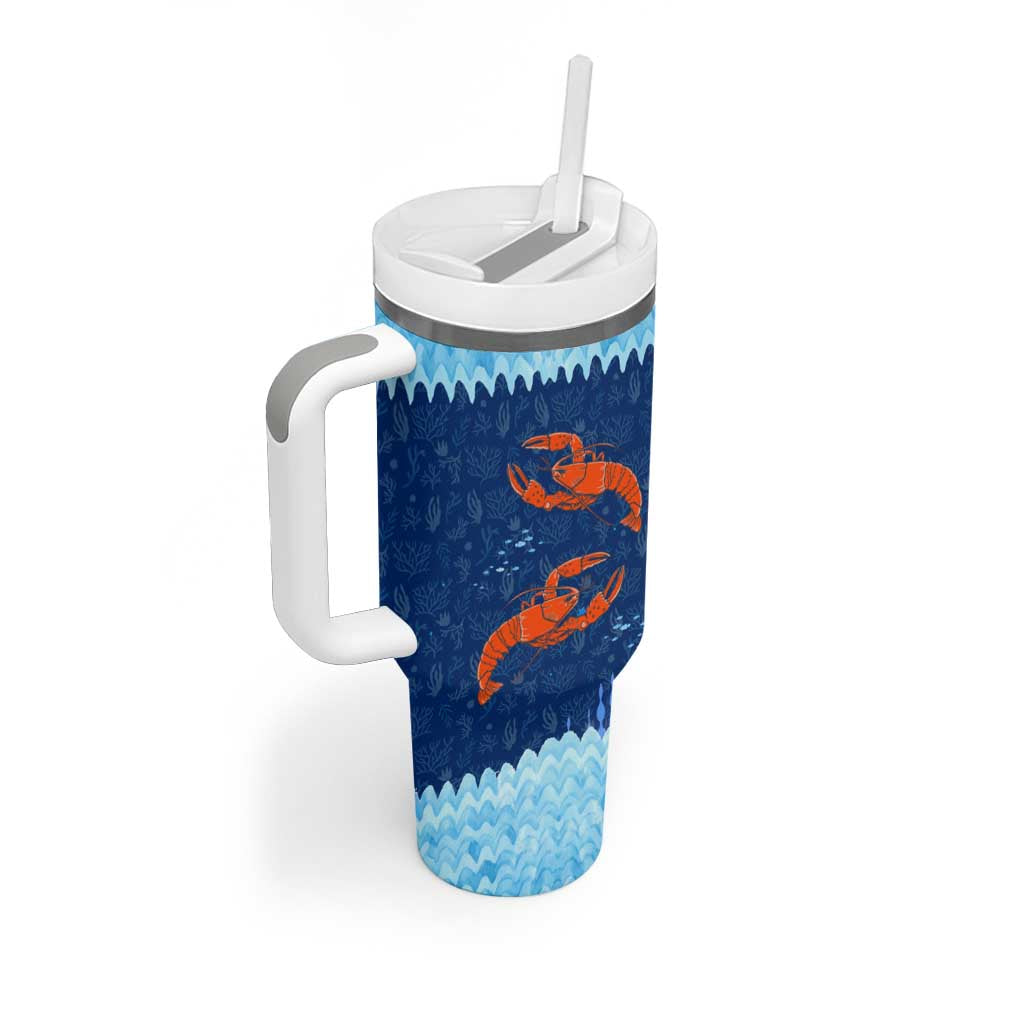 Turks and Caicos Islands Tumbler With Handle with Red Crab and Ocean Wave Coral Reef Design - Wonder Print Shop