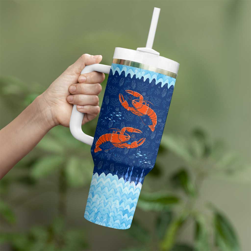 Turks and Caicos Islands Tumbler With Handle with Red Crab and Ocean Wave Coral Reef Design - Wonder Print Shop