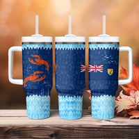 Turks and Caicos Islands Tumbler With Handle with Red Crab and Ocean Wave Coral Reef Design - Wonder Print Shop