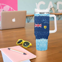 Turks and Caicos Islands Tumbler With Handle with Red Crab and Ocean Wave Coral Reef Design - Wonder Print Shop