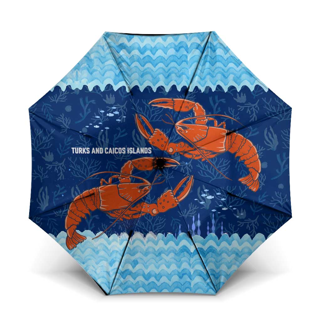 Turks and Caicos Islands Umbrella with Red Crab and Ocean Wave Coral Reef Design - Wonder Print Shop