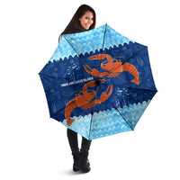 Turks and Caicos Islands Umbrella with Red Crab and Ocean Wave Coral Reef Design - Wonder Print Shop