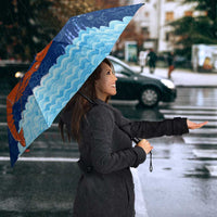 Turks and Caicos Islands Umbrella with Red Crab and Ocean Wave Coral Reef Design - Wonder Print Shop