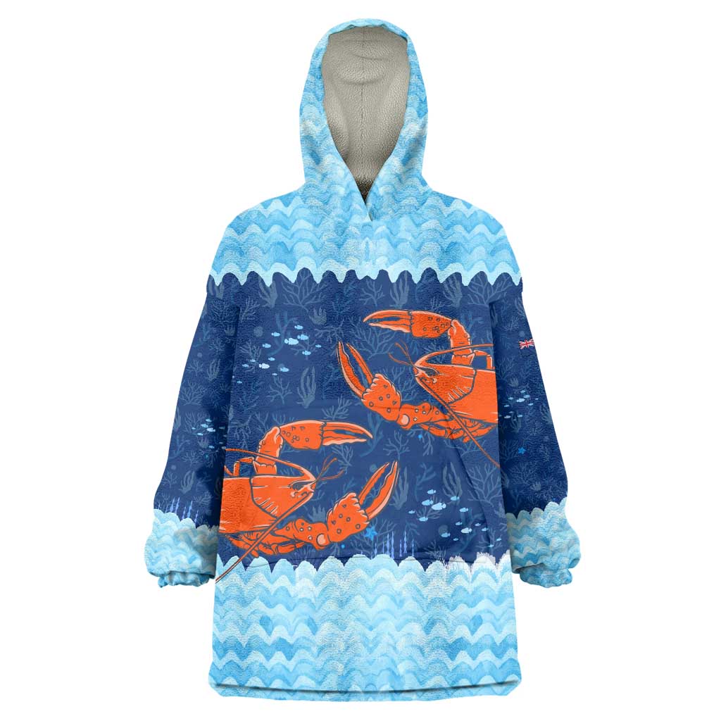 Turks and Caicos Islands Wearable Blanket Hoodie with Red Crab and Ocean Wave Coral Reef Design - Wonder Print Shop