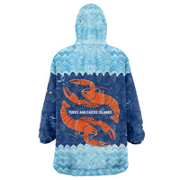 Turks and Caicos Islands Wearable Blanket Hoodie with Red Crab and Ocean Wave Coral Reef Design - Wonder Print Shop