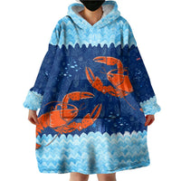 Turks and Caicos Islands Wearable Blanket Hoodie with Red Crab and Ocean Wave Coral Reef Design - Wonder Print Shop