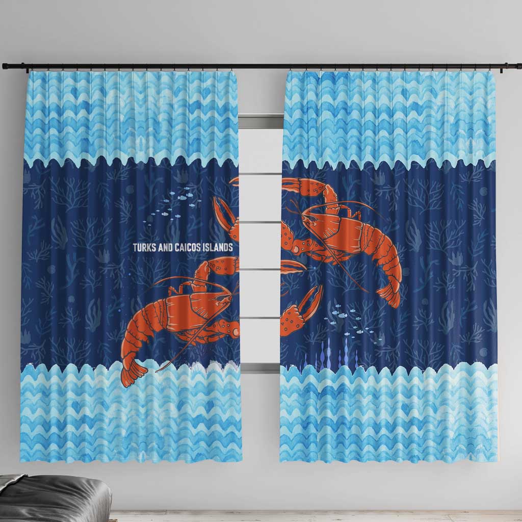 Turks and Caicos Islands Window Curtain with Red Crab and Ocean Wave Coral Reef Design - Wonder Print Shop