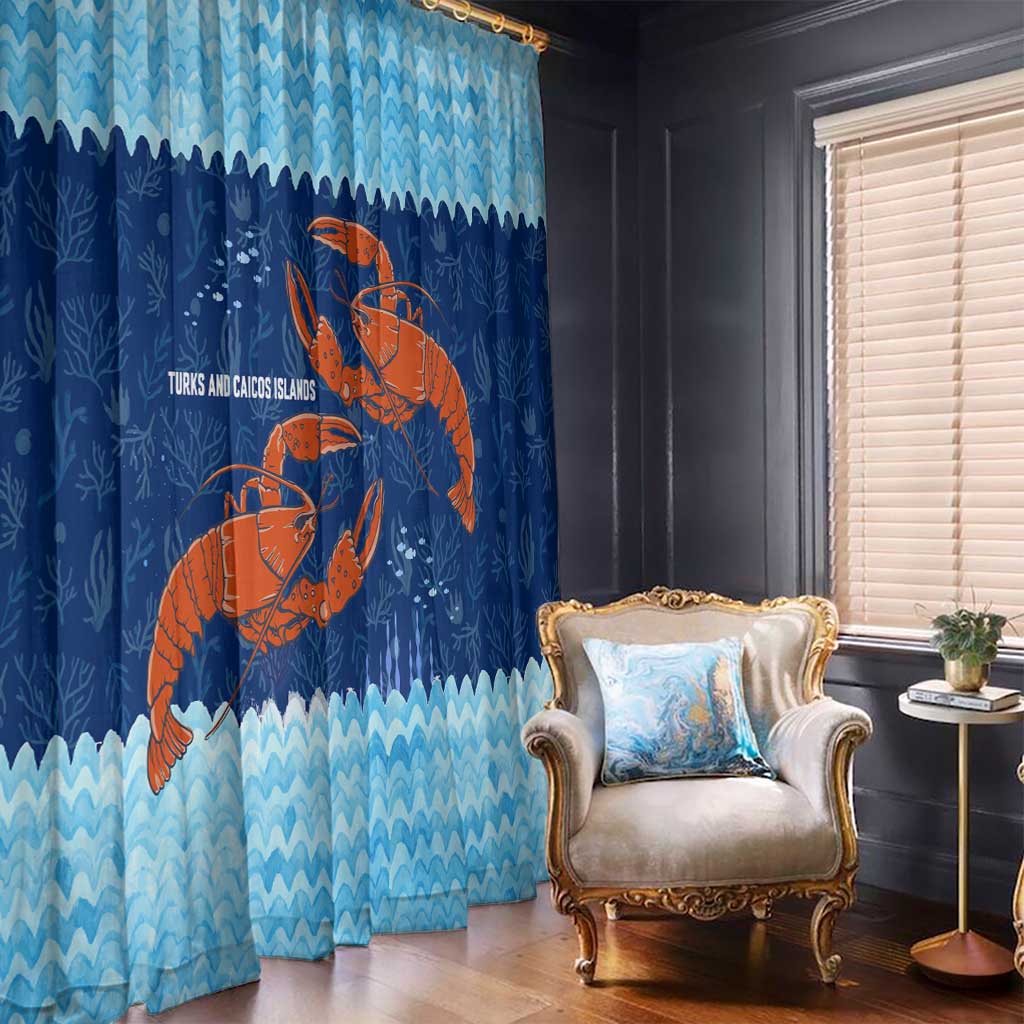 Turks and Caicos Islands Window Curtain with Red Crab and Ocean Wave Coral Reef Design - Wonder Print Shop