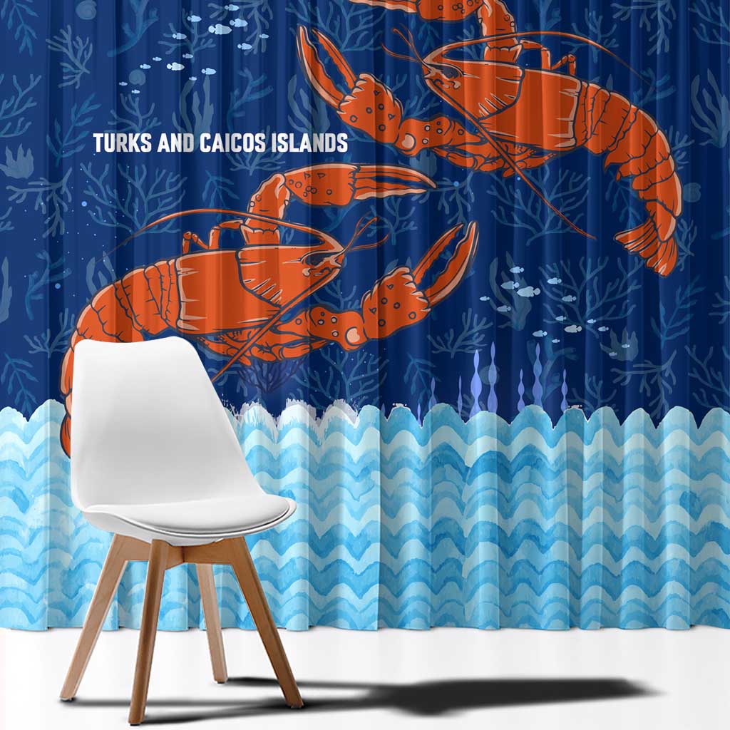 Turks and Caicos Islands Window Curtain with Red Crab and Ocean Wave Coral Reef Design - Wonder Print Shop
