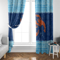 Turks and Caicos Islands Window Curtain with Red Crab and Ocean Wave Coral Reef Design - Wonder Print Shop