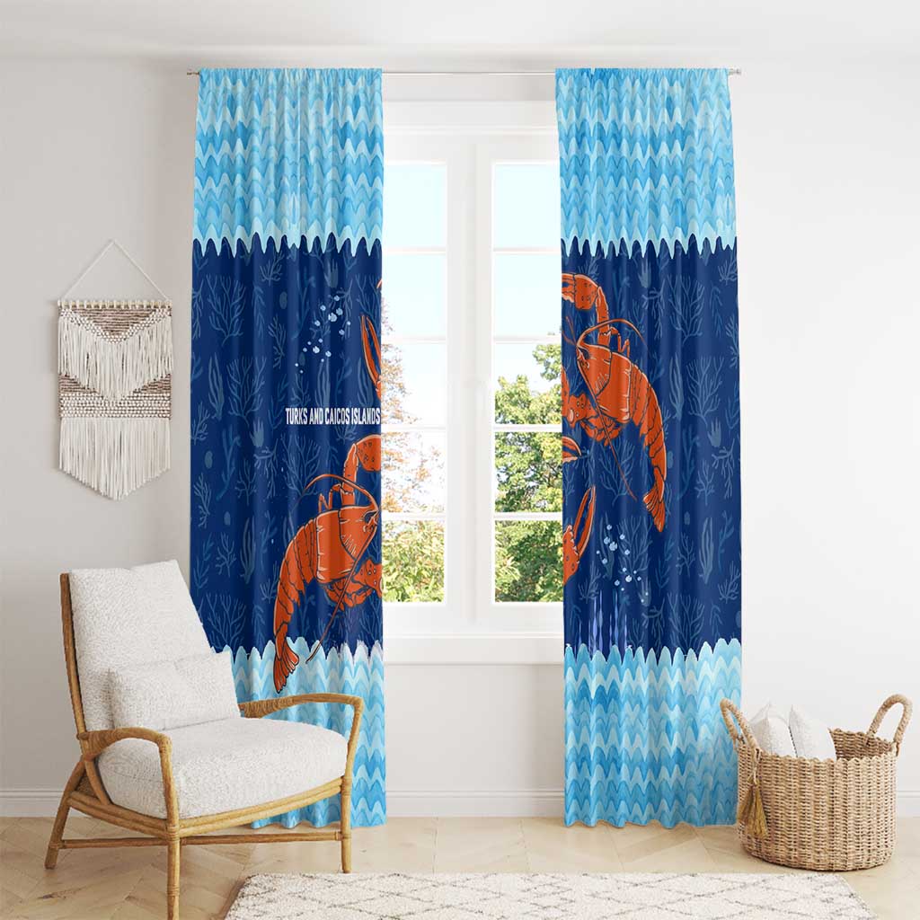 Turks and Caicos Islands Window Curtain with Red Crab and Ocean Wave Coral Reef Design - Wonder Print Shop
