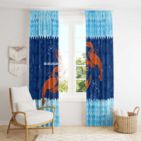 Turks and Caicos Islands Window Curtain with Red Crab and Ocean Wave Coral Reef Design - Wonder Print Shop