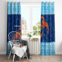 Turks and Caicos Islands Window Curtain with Red Crab and Ocean Wave Coral Reef Design - Wonder Print Shop
