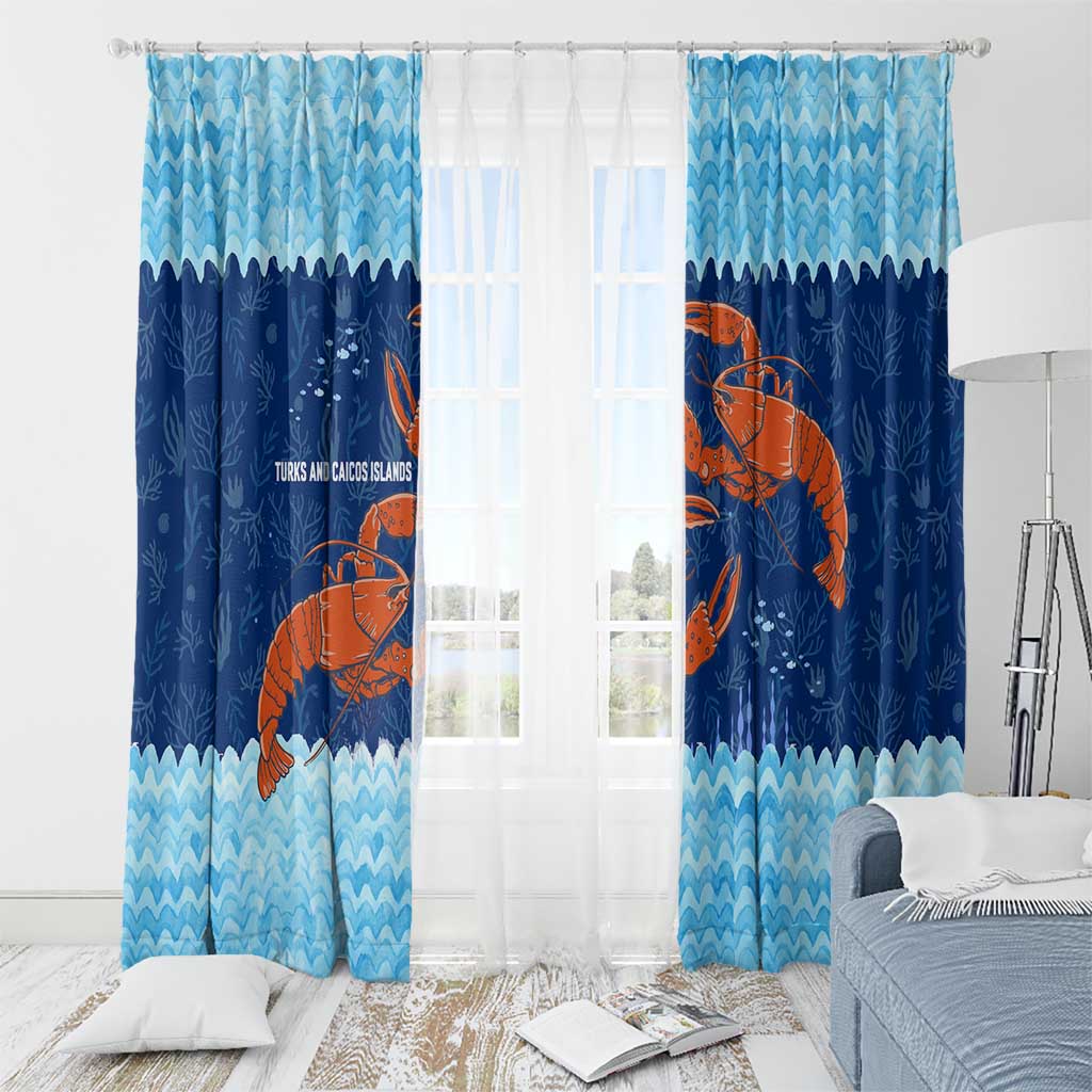 Turks and Caicos Islands Window Curtain with Red Crab and Ocean Wave Coral Reef Design - Wonder Print Shop