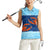 Turks and Caicos Islands Women Sleeveless Polo Shirt with Red Crab and Ocean Wave Coral Reef Design - Wonder Print Shop