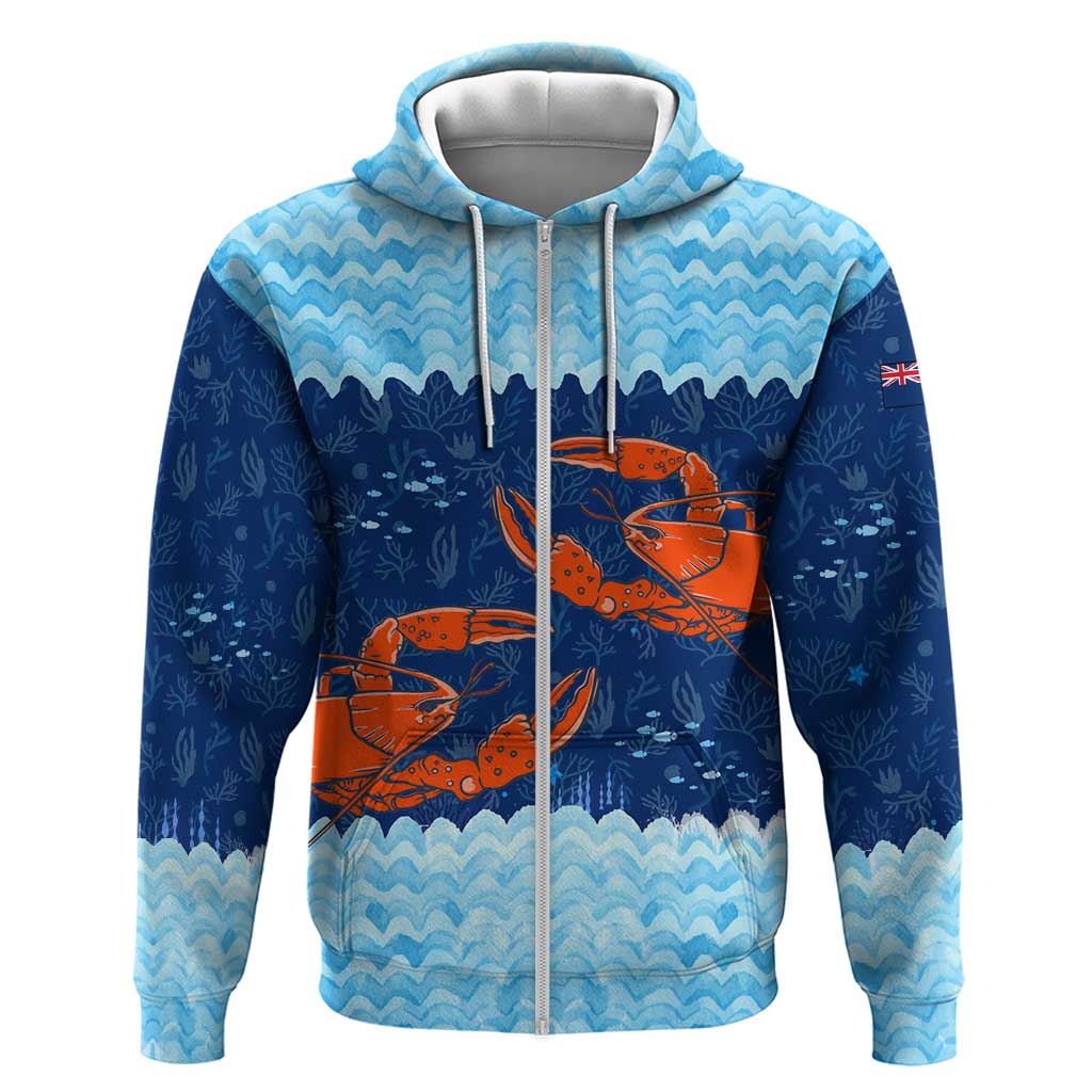 Turks and Caicos Islands Zip Hoodie with Red Crab and Ocean Wave Coral Reef Design - Wonder Print Shop
