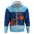 Turks and Caicos Islands Zip Hoodie with Red Crab and Ocean Wave Coral Reef Design - Wonder Print Shop