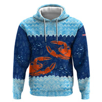 Turks and Caicos Islands Zip Hoodie with Red Crab and Ocean Wave Coral Reef Design - Wonder Print Shop
