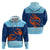 Turks and Caicos Islands Zip Hoodie with Red Crab and Ocean Wave Coral Reef Design - Wonder Print Shop