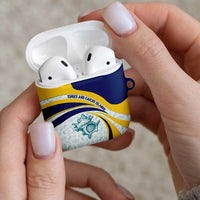 Turks and Caicos Islands AirPods Case with Sea Shell Graphic and Yellow Blue Wave Design - Wonder Print Shop