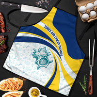 Turks and Caicos Islands Apron with Sea Shell Graphic and Yellow Blue Wave Design - Wonder Print Shop