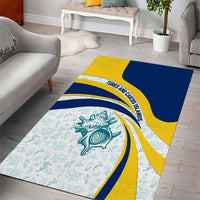 Turks and Caicos Islands Area Rug with Sea Shell Graphic and Yellow Blue Wave Design - Wonder Print Shop