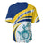Turks and Caicos Islands Baseball Jersey with Sea Shell Graphic and Yellow Blue Wave Design - Wonder Print Shop