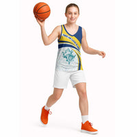 Turks and Caicos Islands Basketball Jersey with Sea Shell Graphic and Yellow Blue Wave Design - Wonder Print Shop