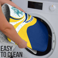 Turks and Caicos Islands Bathroom Set with Sea Shell Graphic and Yellow Blue Wave Design - Wonder Print Shop