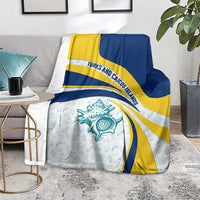 Turks and Caicos Islands Blanket with Sea Shell Graphic and Yellow Blue Wave Design - Wonder Print Shop