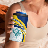 Turks and Caicos Islands 4 in 1 Can Cooler Tumbler with Sea Shell Graphic and Yellow Blue Wave Design - Wonder Print Shop
