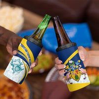 Turks and Caicos Islands 4 in 1 Can Cooler Tumbler with Sea Shell Graphic and Yellow Blue Wave Design - Wonder Print Shop