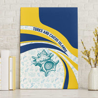 Turks and Caicos Islands Canvas Wall Art with Sea Shell Graphic and Yellow Blue Wave Design - Wonder Print Shop