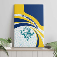 Turks and Caicos Islands Canvas Wall Art with Sea Shell Graphic and Yellow Blue Wave Design - Wonder Print Shop