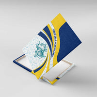 Turks and Caicos Islands Canvas Wall Art with Sea Shell Graphic and Yellow Blue Wave Design - Wonder Print Shop