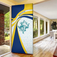 Turks and Caicos Islands Door Cover with Sea Shell Graphic and Yellow Blue Wave Design - Wonder Print Shop