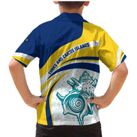 Turks and Caicos Islands Family Matching Mermaid Dress and Hawaiian Shirt with Sea Shell Graphic and Yellow Blue Wave Design - Wonder Print Shop